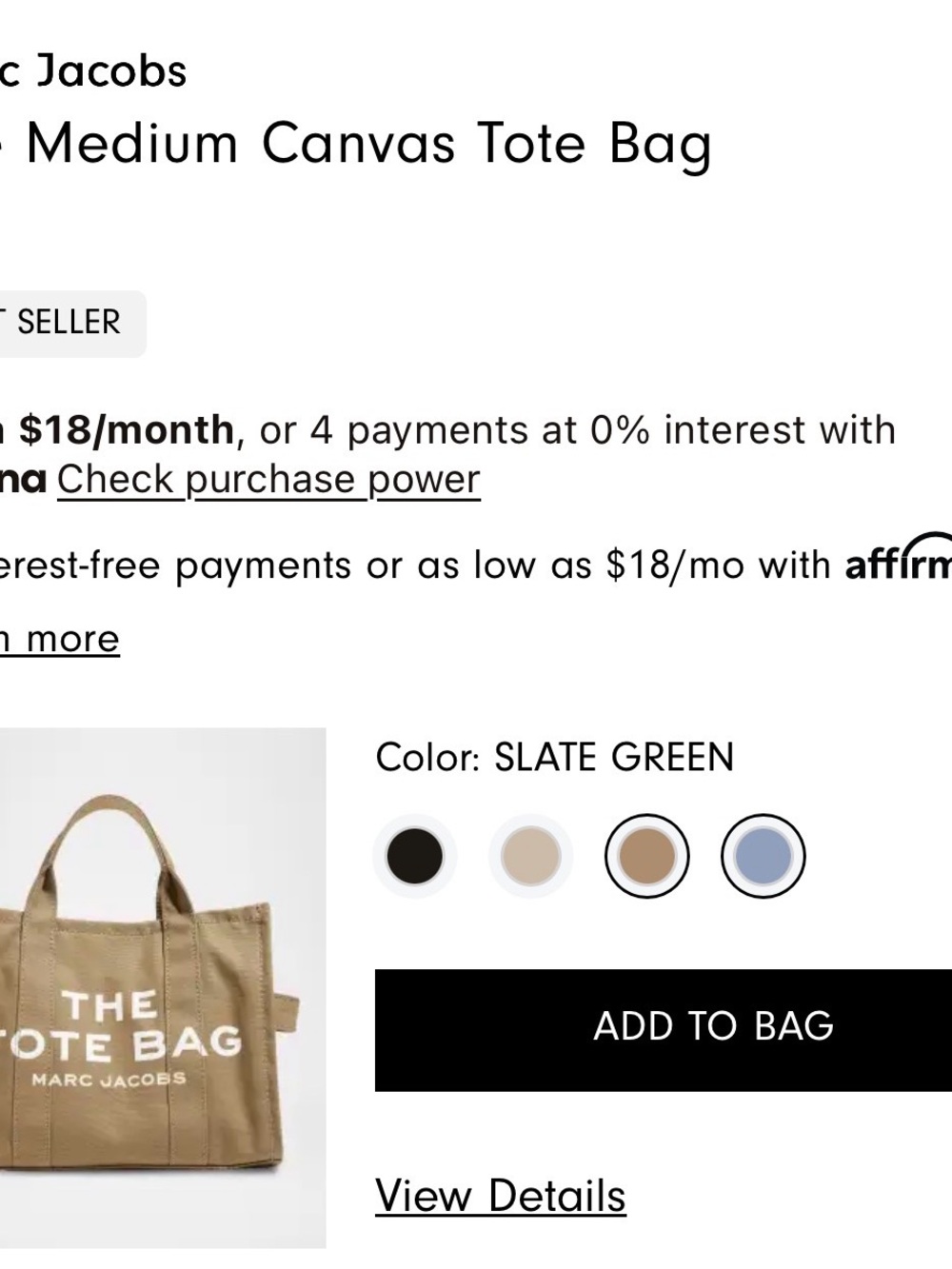 Marc Jacobs Tote Bag in Tan with White Logo - Picture 3 of 7